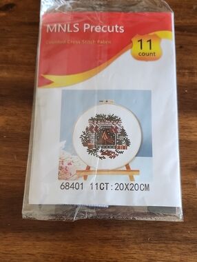 Christmas Fireplace Counted Cross Stitch 11 Count Kit, Sealed Craft Kit